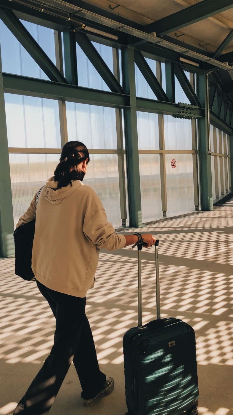 Traveller arriving with luggage